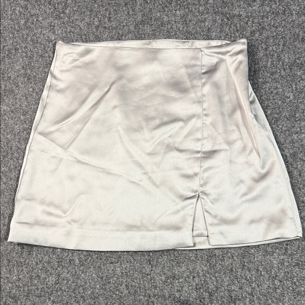 Wild Fable Silver Metallic Mini Skirt w Slit